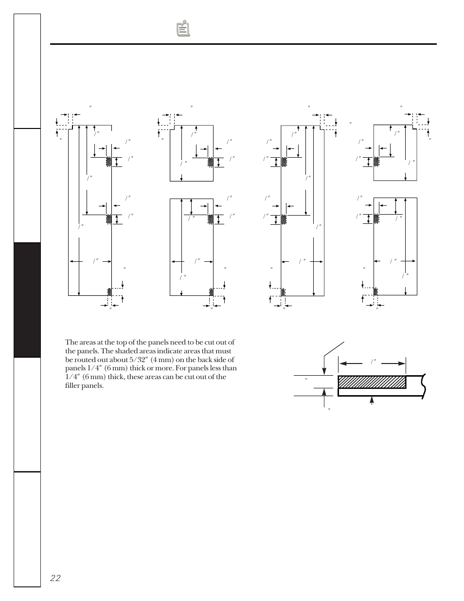 Trim kits, Dimensions for custom wood panels | GE 162D9617P005 User Manual | Page 22 / 108