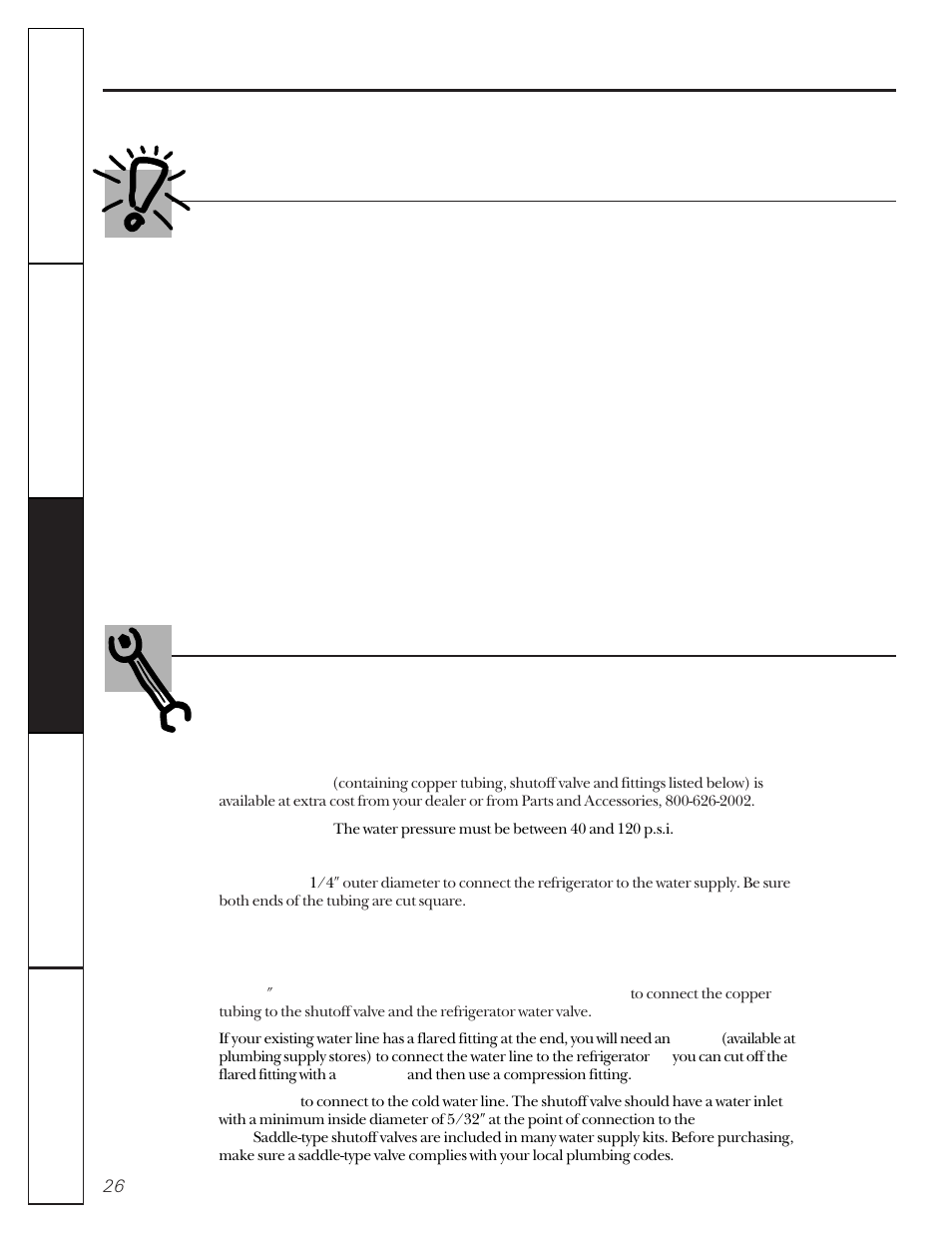 Water line installation, Water line installation –28, Installing the water line | Before you begin, What you will need | GE 162D9617P005 User Manual | Page 26 / 108