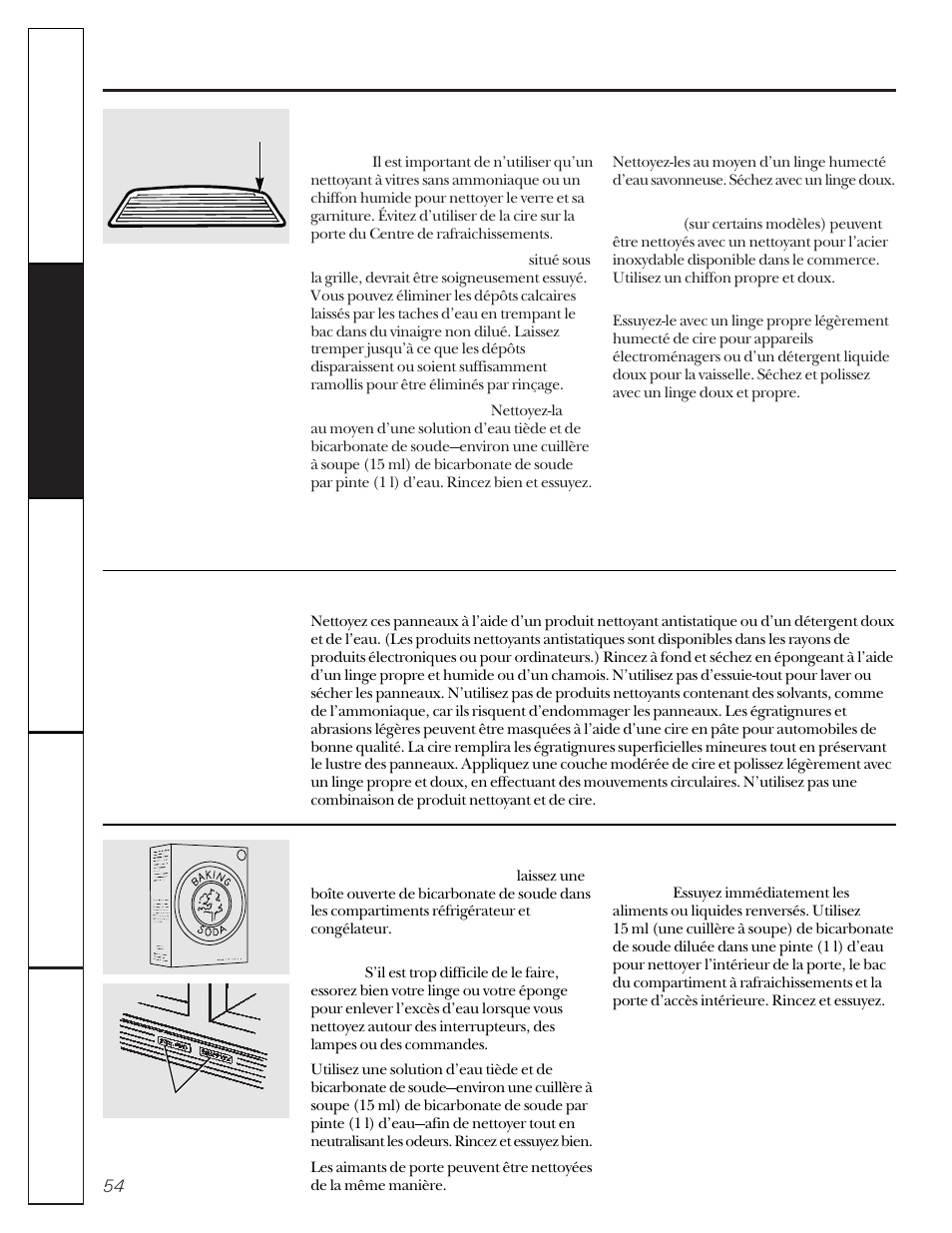 Entretien et nettoyage du réfrigérateur | GE 162D9617P005 User Manual | Page 54 / 108