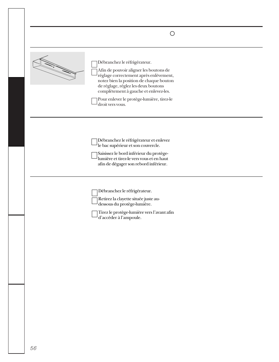 Remplacement des ampoules | GE 162D9617P005 User Manual | Page 56 / 108