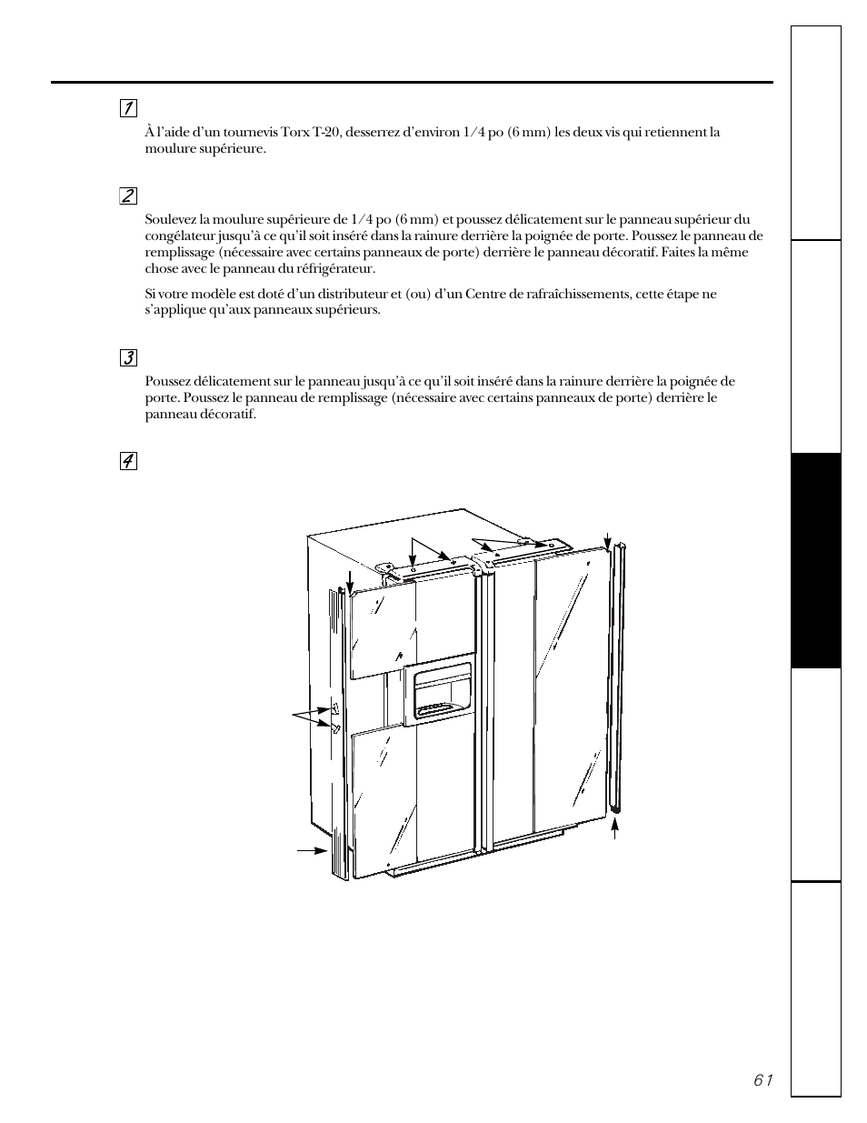 Installation des panneaux de porte | GE 162D9617P005 User Manual | Page 61 / 108