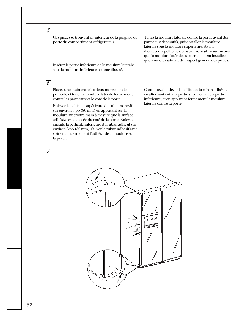 Installation des panneaux de porte | GE 162D9617P005 User Manual | Page 62 / 108