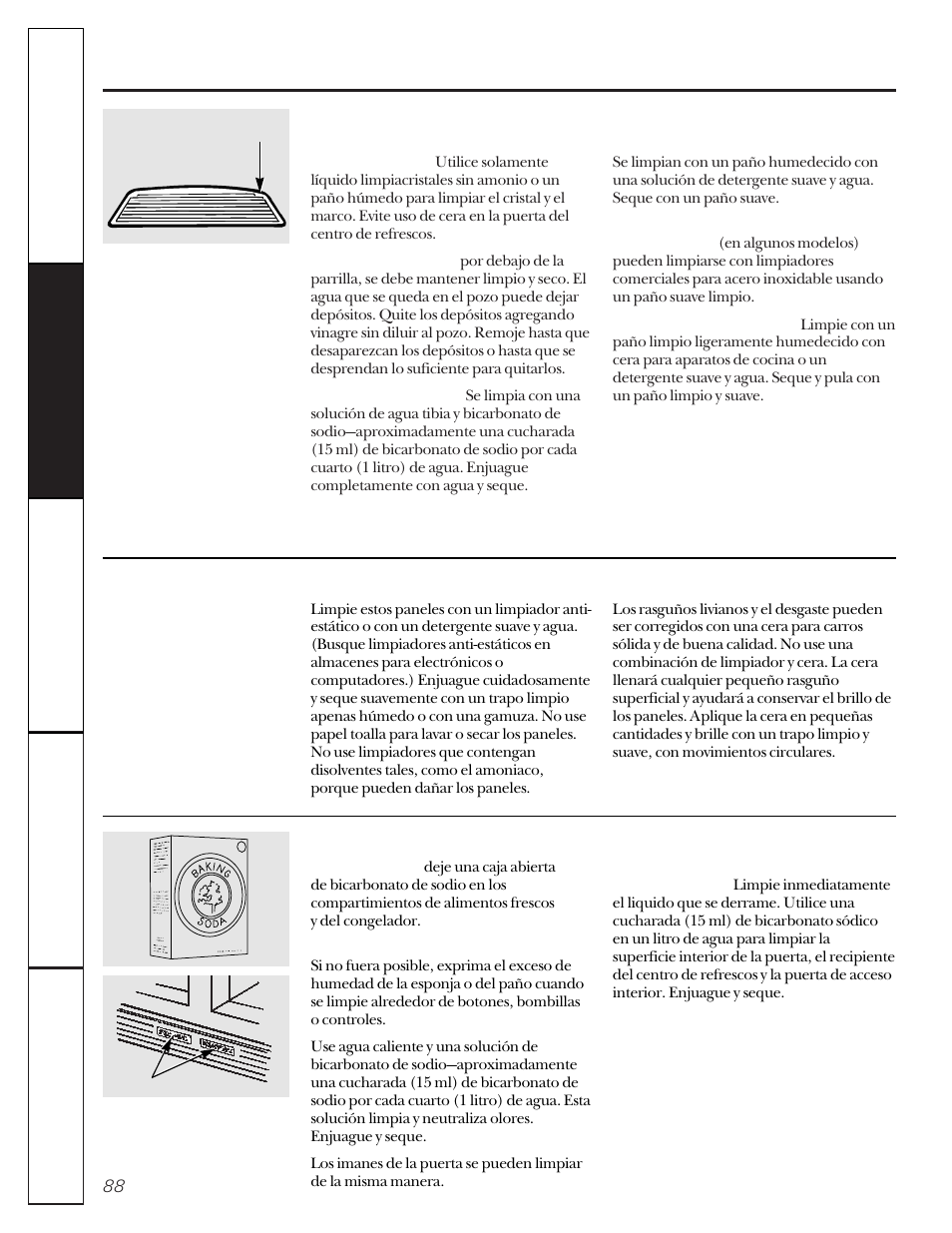 Cuidado y limpieza del refrigerador | GE 162D9617P005 User Manual | Page 88 / 108