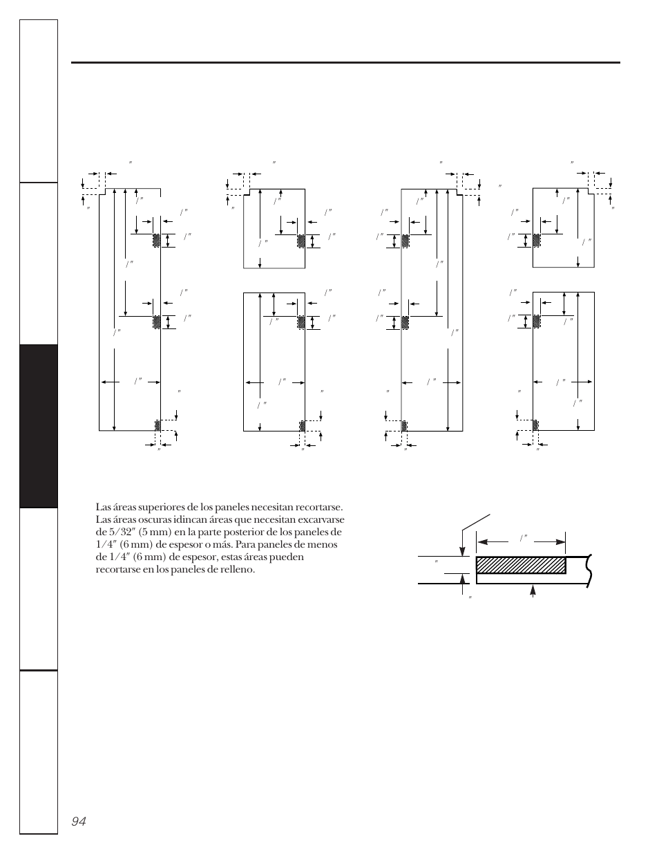 Molduras, Cuidado de los paneles precortados | GE 162D9617P005 User Manual | Page 94 / 108