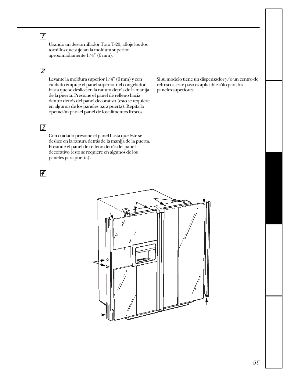 Cómo insertar los paneles de la puerta | GE 162D9617P005 User Manual | Page 95 / 108