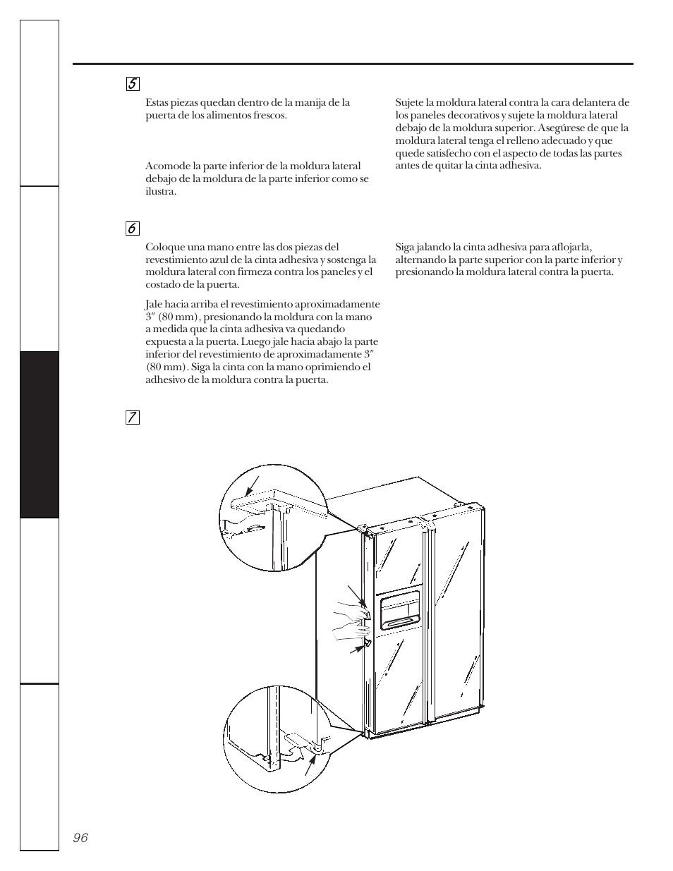 Cómo insertar los paneles de la puerta | GE 162D9617P005 User Manual | Page 96 / 108