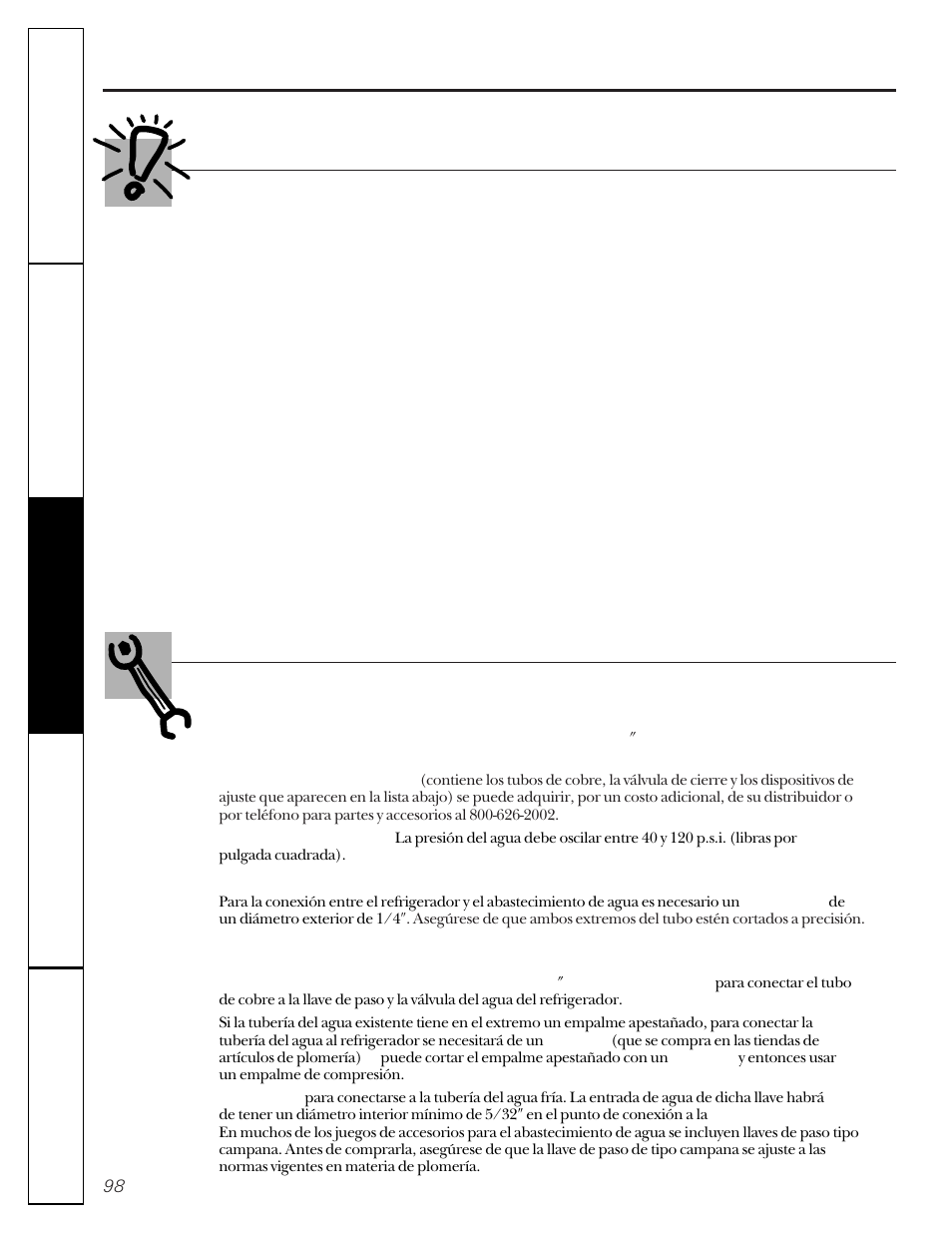 Instalación de la línea de agua, Antes de que empiece, Lo que se necesita | GE 162D9617P005 User Manual | Page 98 / 108