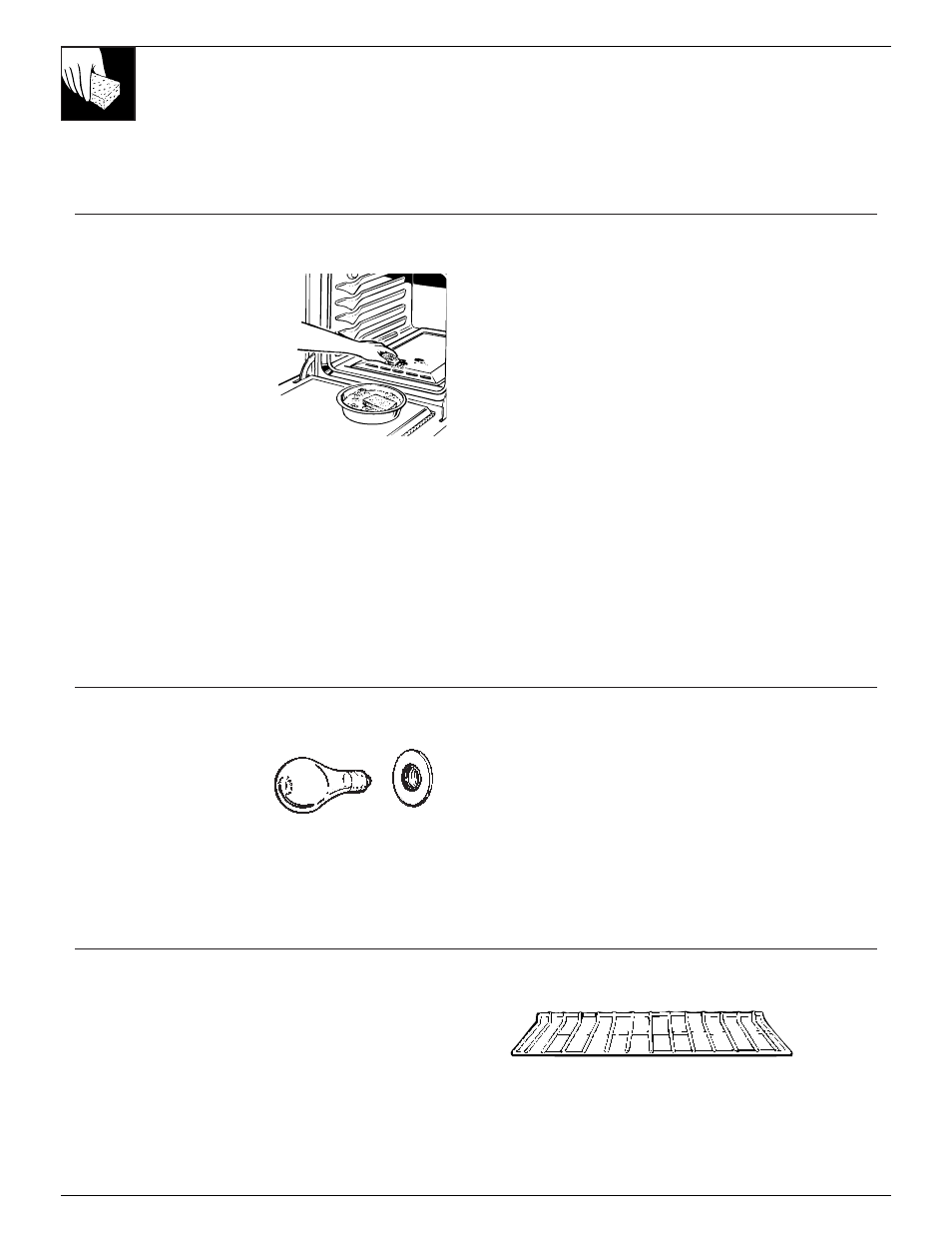 Care and cleaning, Oven light, Shelves | 22 care and cleaning | GE JGRS14 User Manual | Page 22 / 28