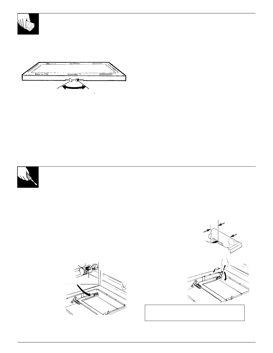 Removable oven bottom, Broil and oven burner, Minor adjustments | 24 care and cleaning, Minor adjustments you can make, Broil and oven burner air adjustment shutters | GE JGRS14 User Manual | Page 24 / 28