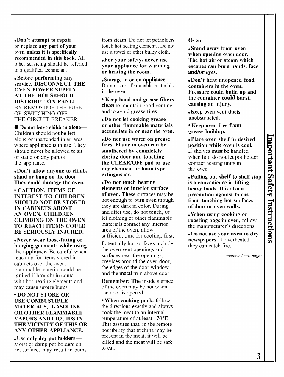 Alone, Holders, Appliance | Clean, And/or, Could, From, Shelf, Oven | GE JKP45WP User Manual | Page 3 / 24