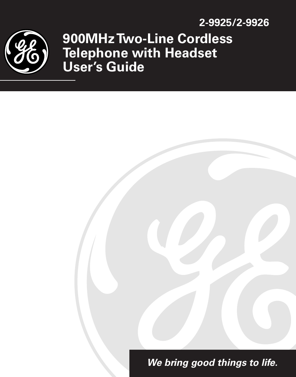 GE 2-9926 User Manual | 26 pages