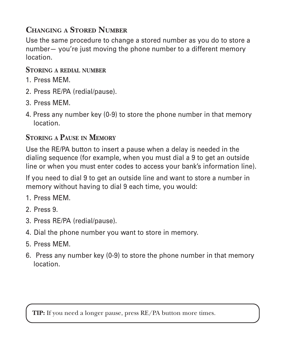 Changing a stored number | GE 2-9926 User Manual | Page 16 / 26