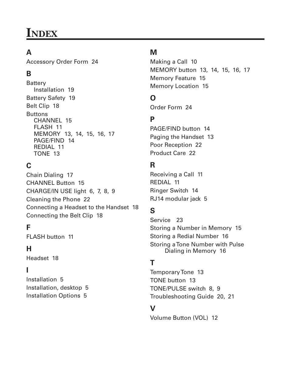 Ndex | GE 2-9926 User Manual | Page 25 / 26