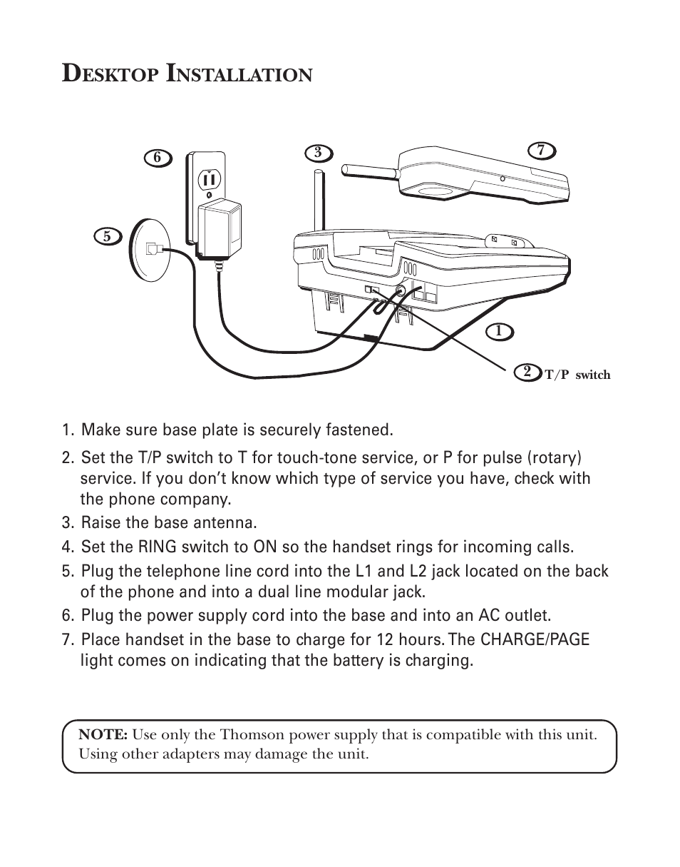 Desktop installation | GE 2-9926 User Manual | Page 6 / 26