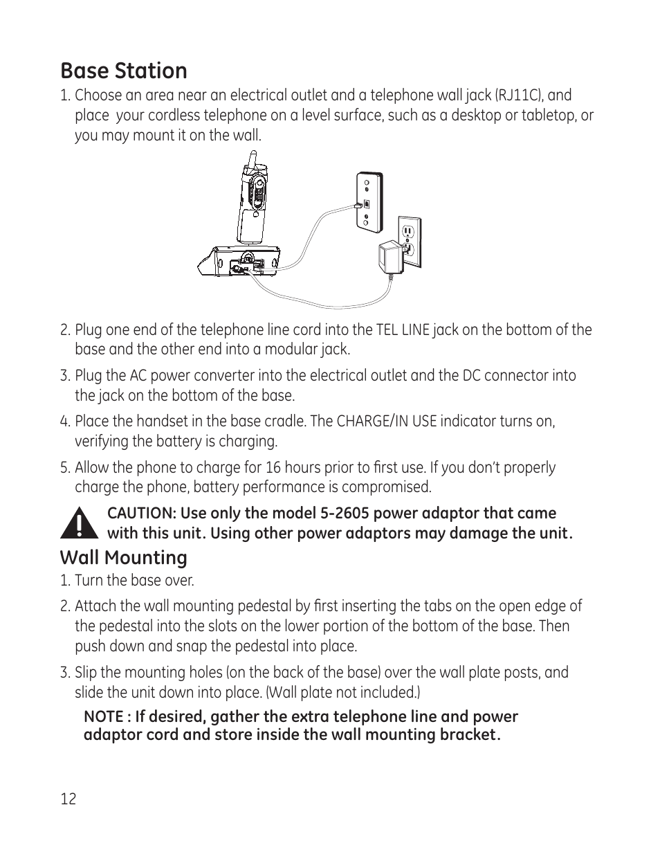 Base station | GE 00008005 User Manual | Page 12 / 62