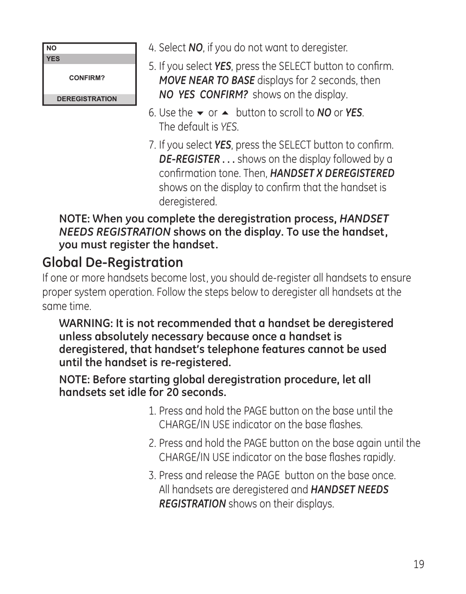 Global de-registration | GE 00008005 User Manual | Page 19 / 62