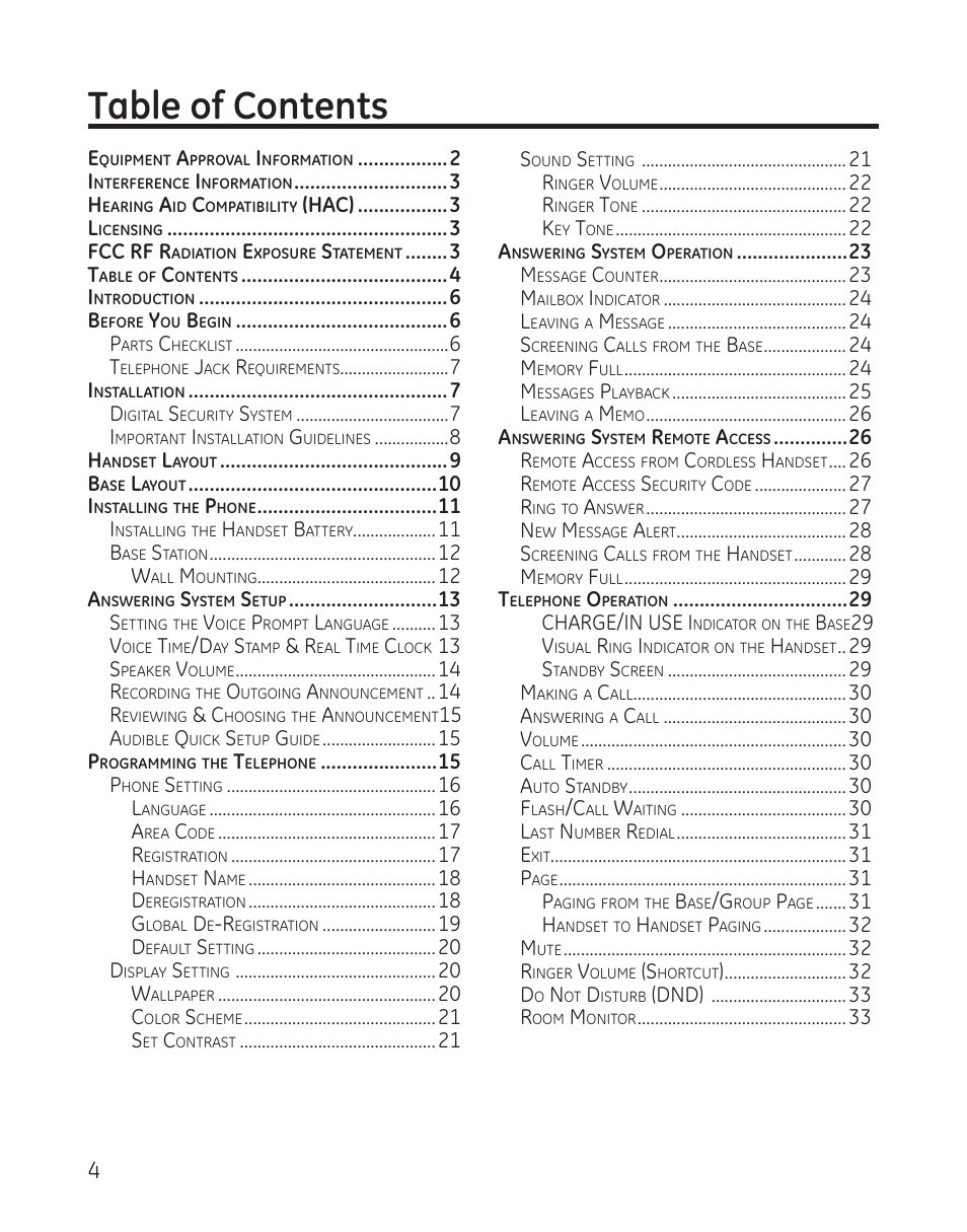 GE 00008005 User Manual | Page 4 / 62