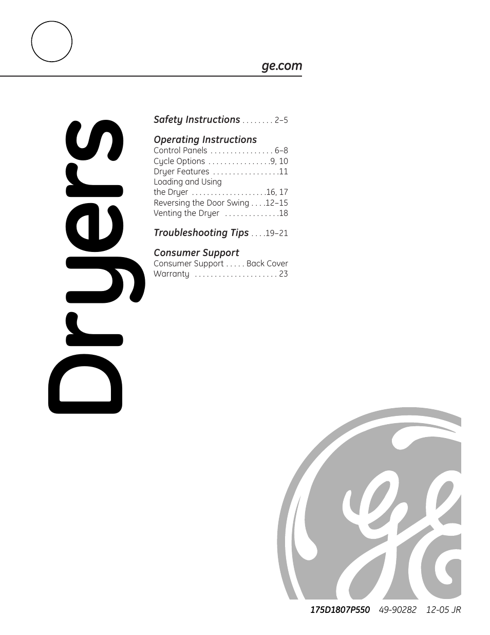 GE DBVH512 User Manual | 24 pages