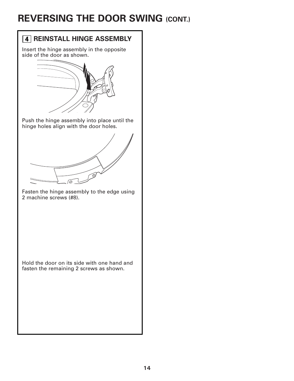 Reversing the door swing | GE DBVH512 User Manual | Page 14 / 24