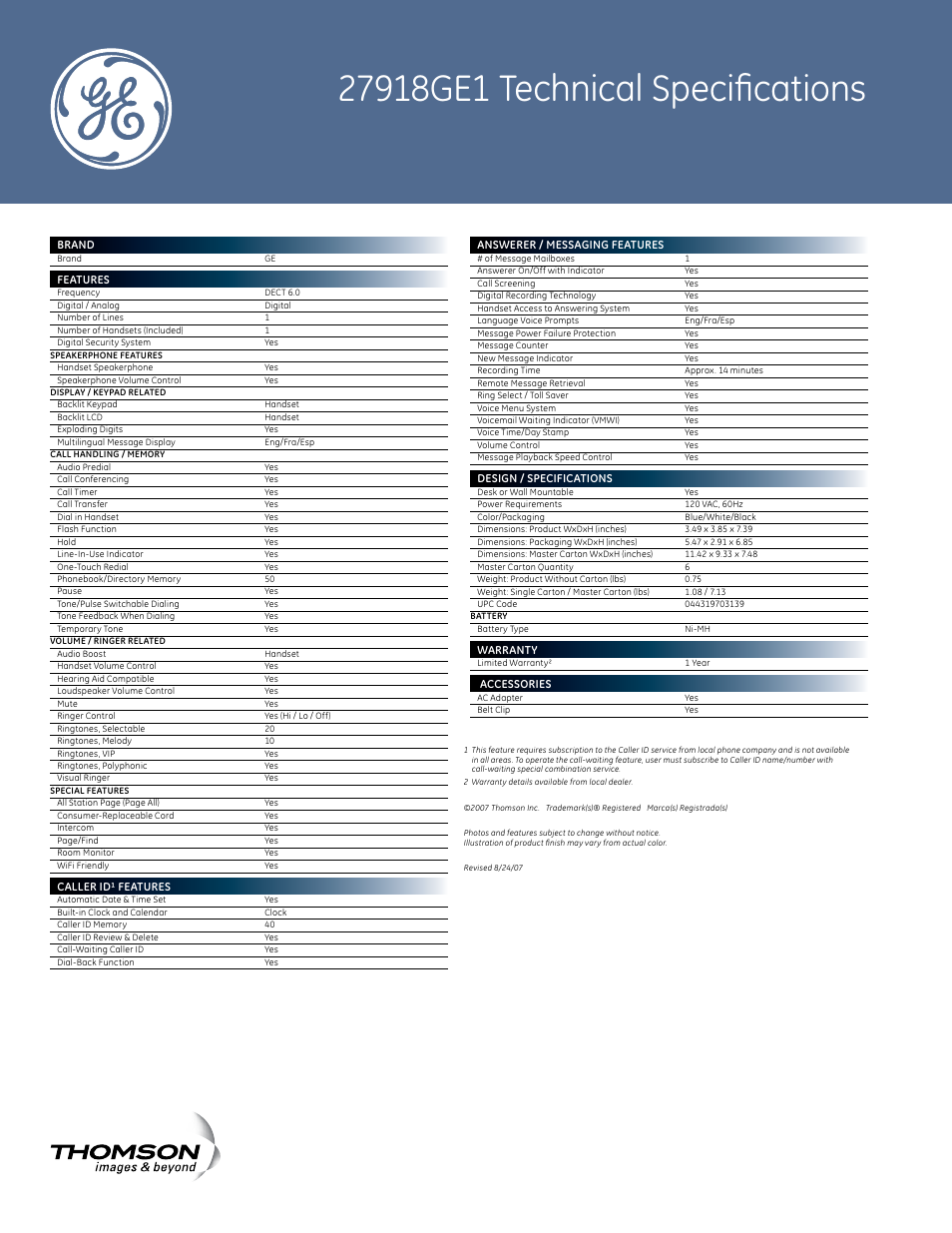 GE 27918GE1 User Manual | Page 2 / 2