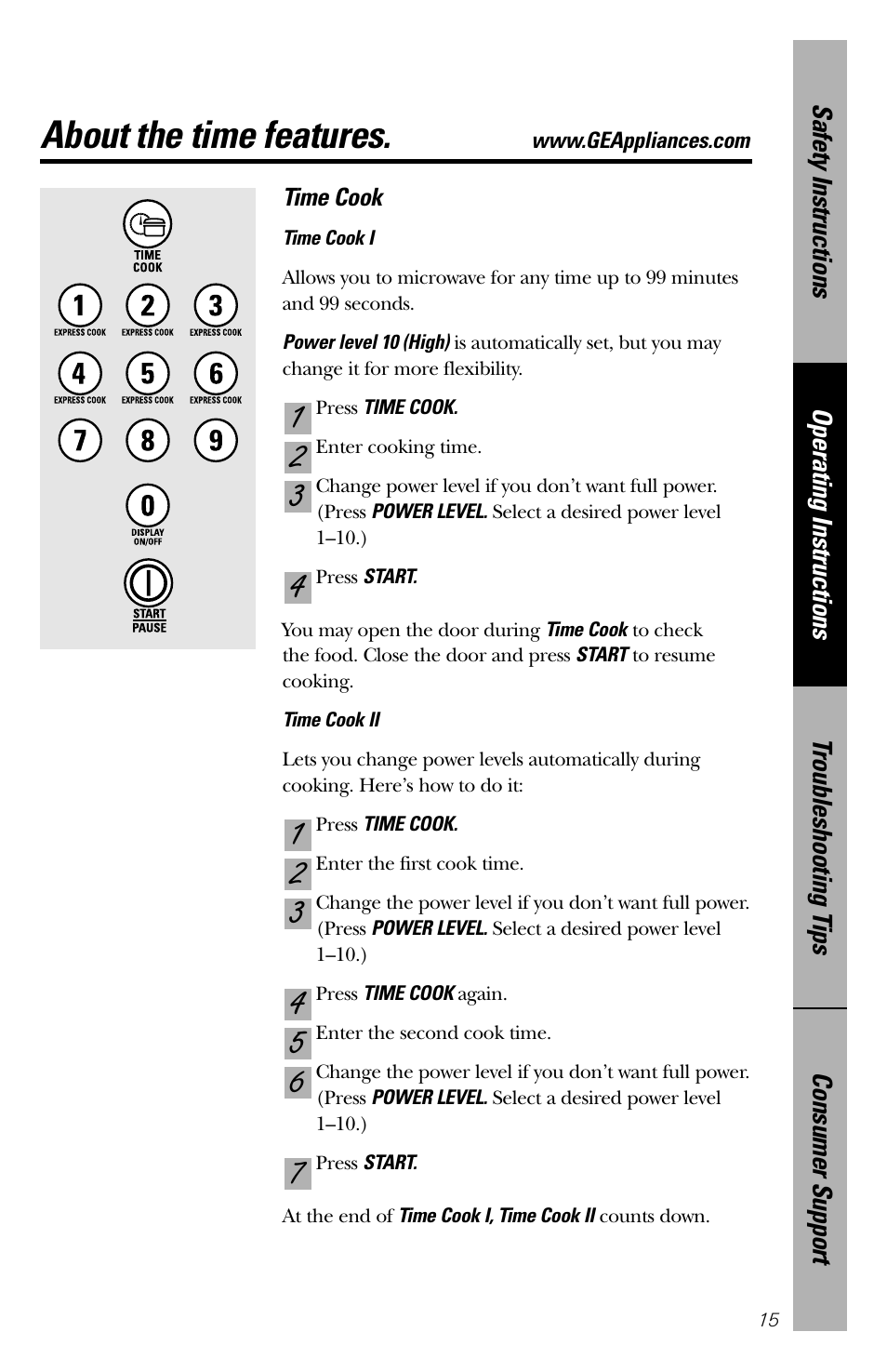 Time features, Time features –20, About the time features | GE 164D3370P211 User Manual | Page 15 / 36