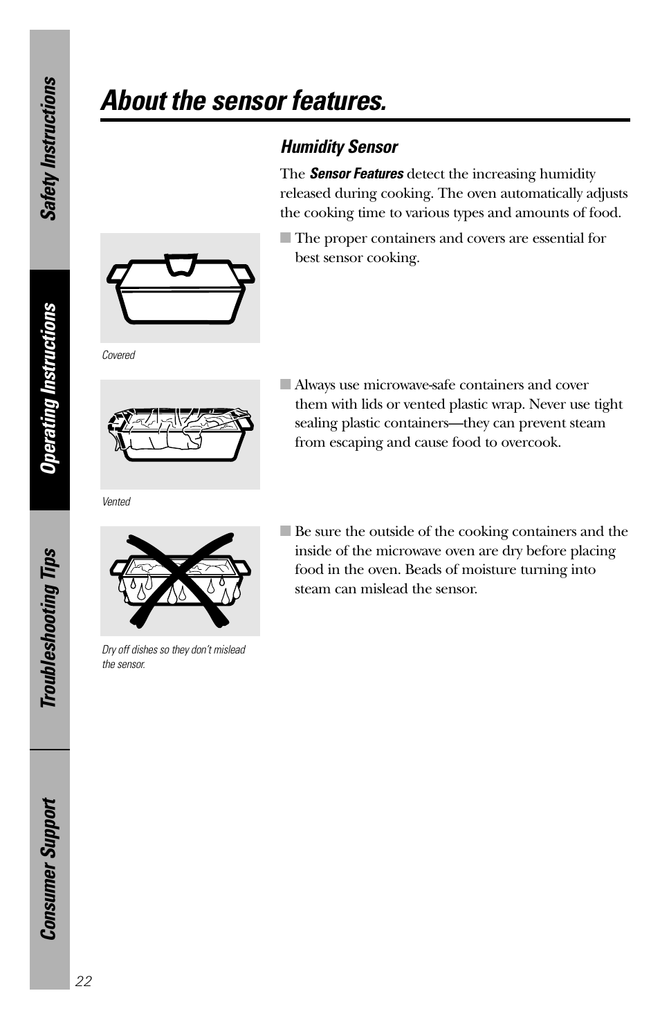 Sensor features, Sensor features –25, About the sensor features | GE 164D3370P211 User Manual | Page 22 / 36