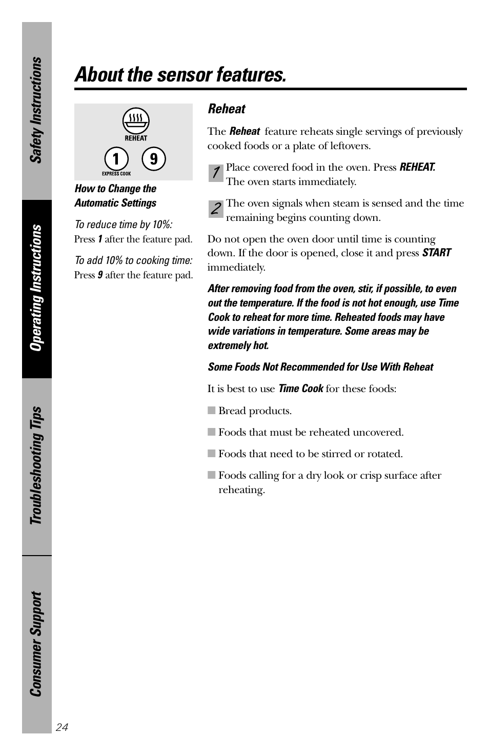 About the sensor features | GE 164D3370P211 User Manual | Page 24 / 36