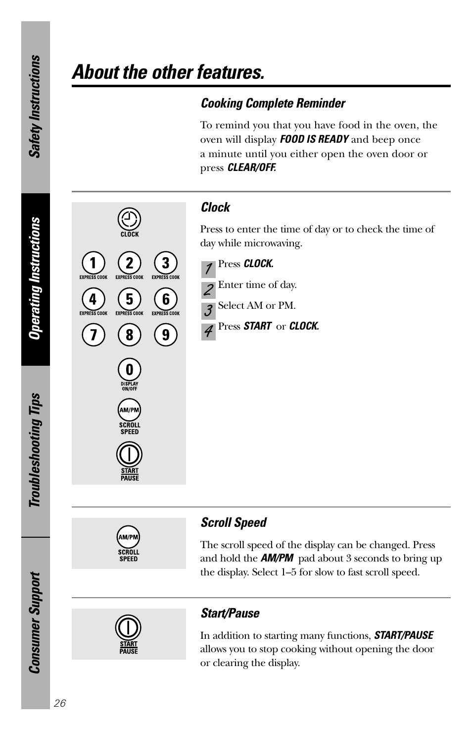 Other features, Other features , 27, About the other features | GE 164D3370P211 User Manual | Page 26 / 36