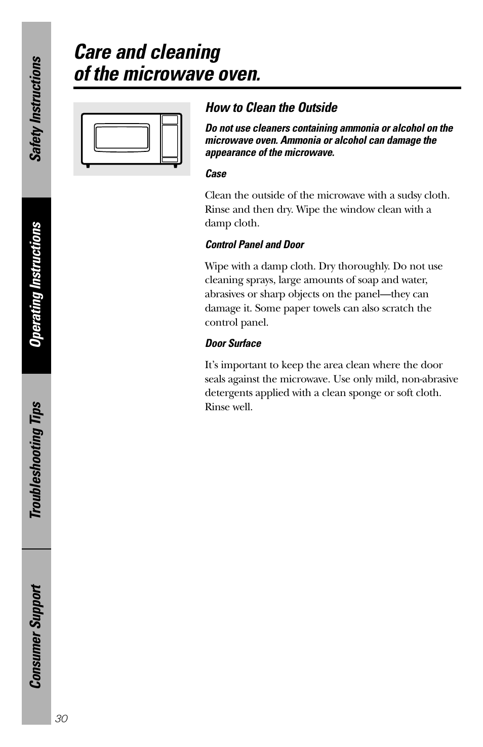 Care and cleaning of the microwave oven | GE 164D3370P211 User Manual | Page 30 / 36