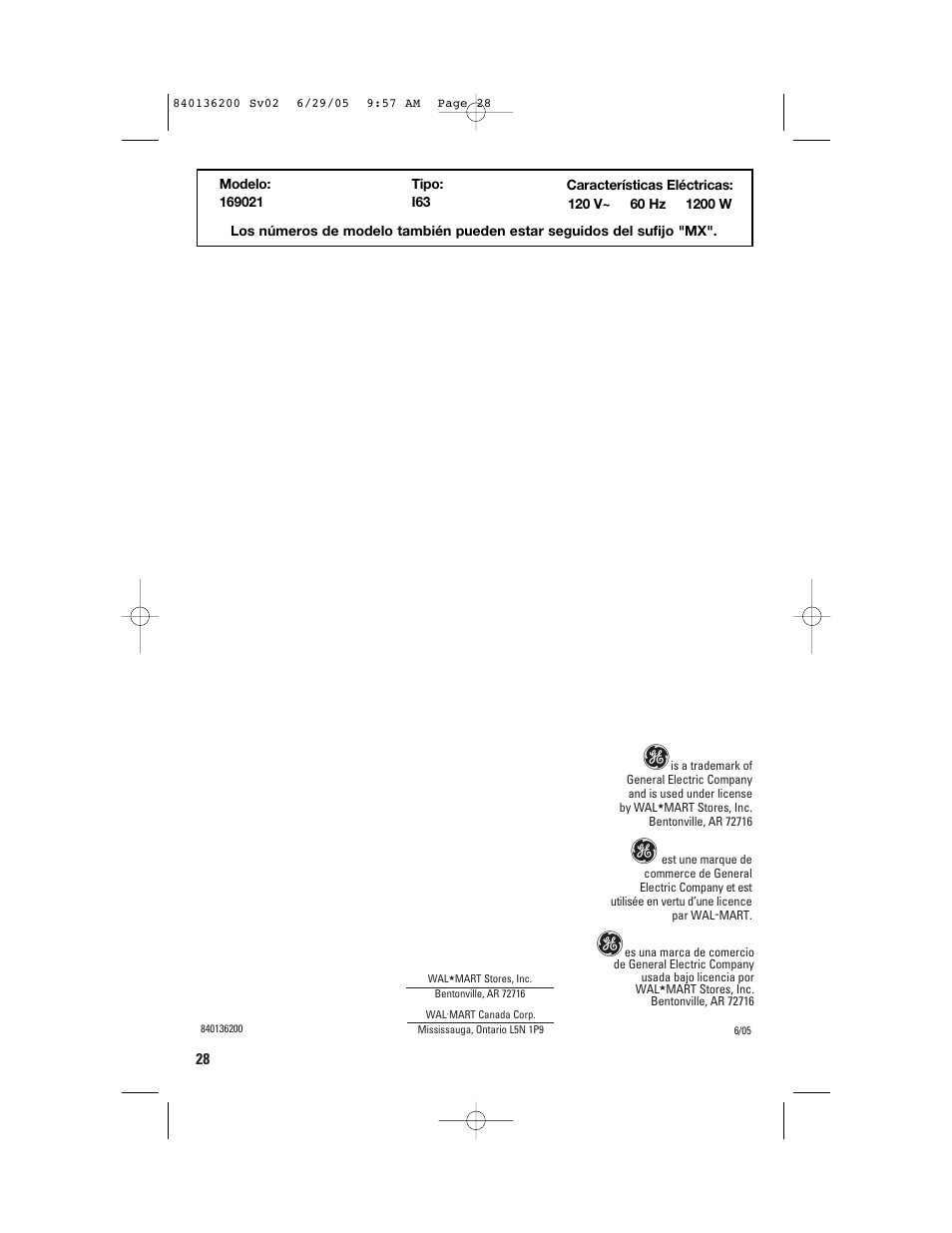 GE 840136200 User Manual | Page 28 / 28