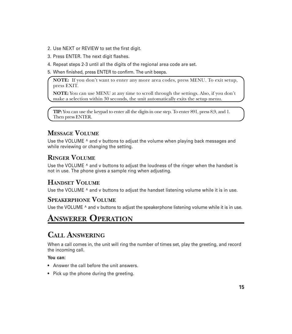 Nswerer, Peration | GE 29897 User Manual | Page 15 / 64