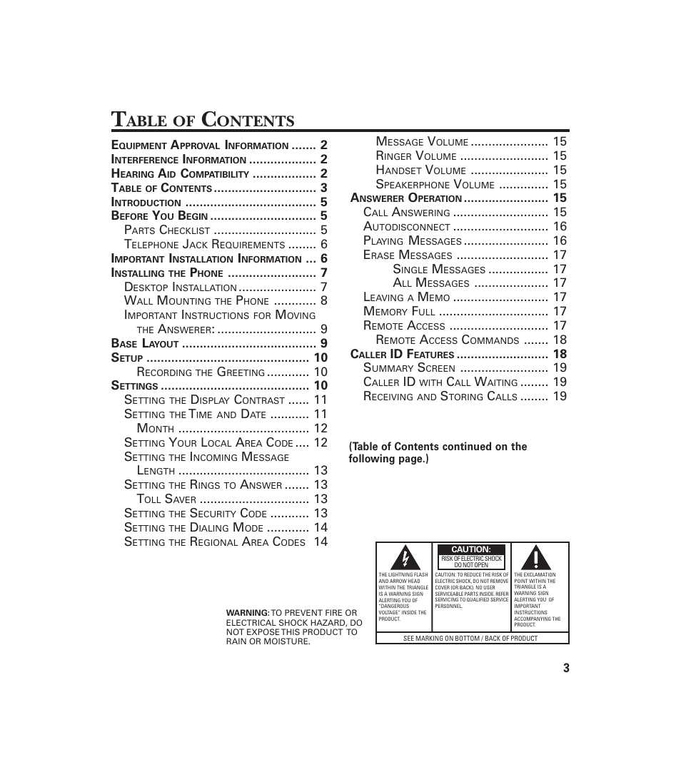 Able, Ontents | GE 29897 User Manual | Page 3 / 64