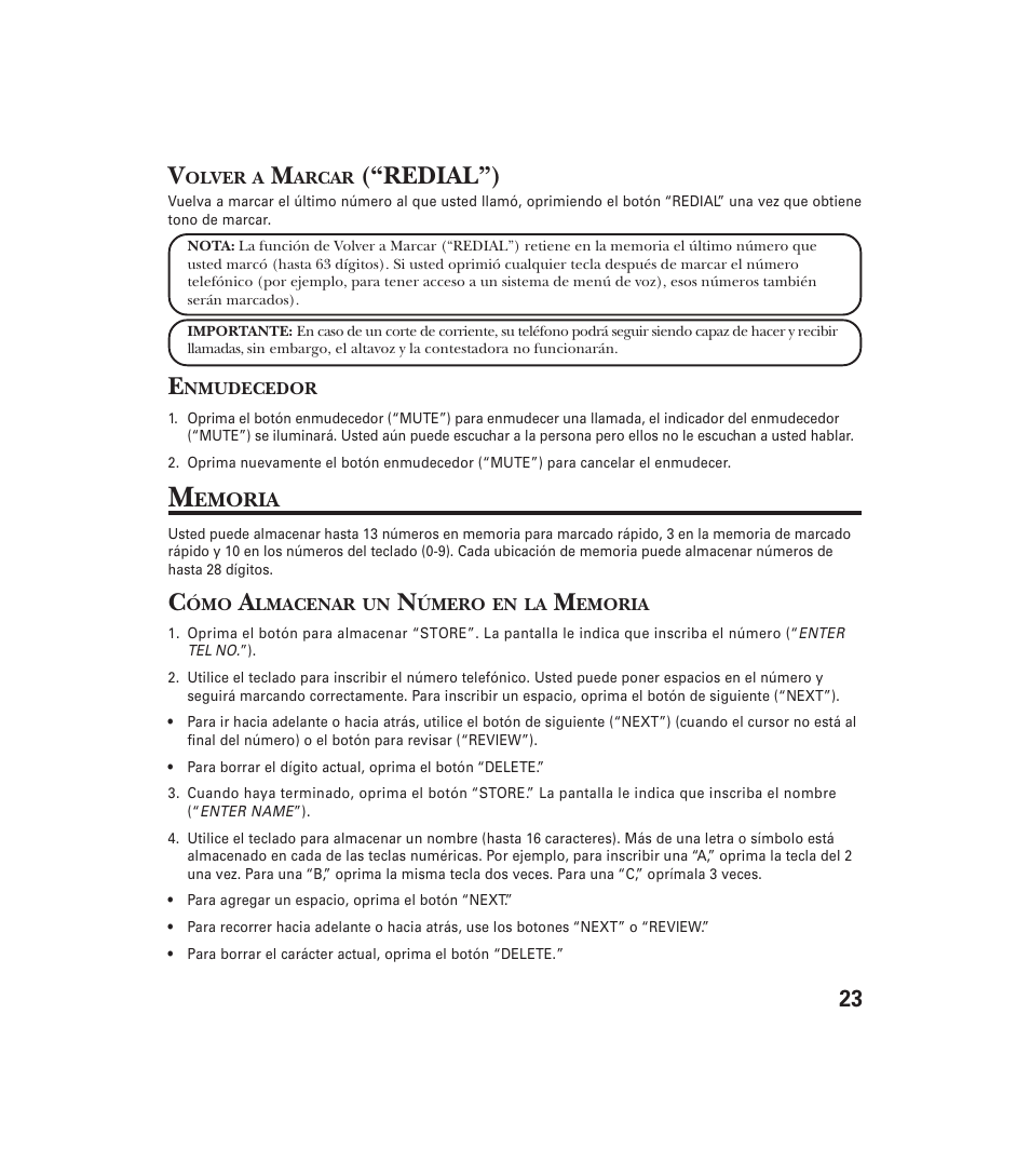 Redial”) | GE 29897 User Manual | Page 55 / 64