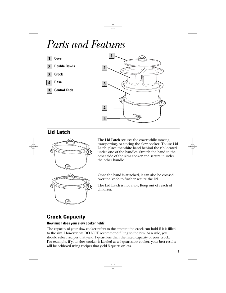 Parts and features | GE 106851 User Manual | Page 3 / 24