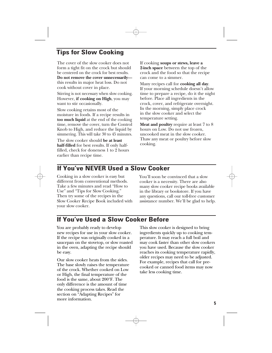 Tips for slow cooking, If you’ve never used a slow cooker, If you’ve used a slow cooker before | GE 106851 User Manual | Page 5 / 24