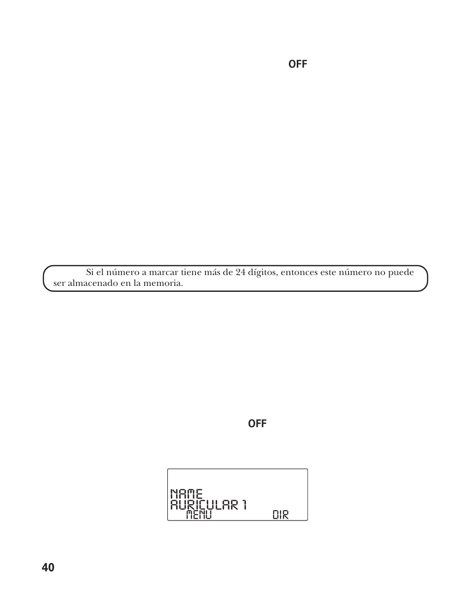 Auricular 1, Name, Dir menu | GE 21011 User Manual | Page 102 / 124