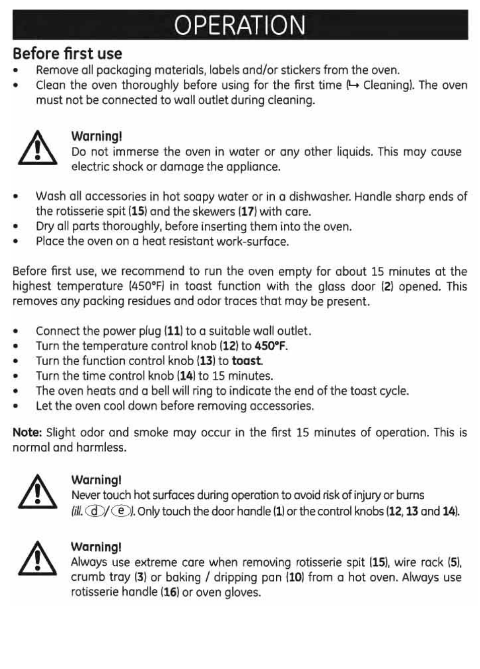 Operation | GE 169220 User Manual | Page 7 / 18