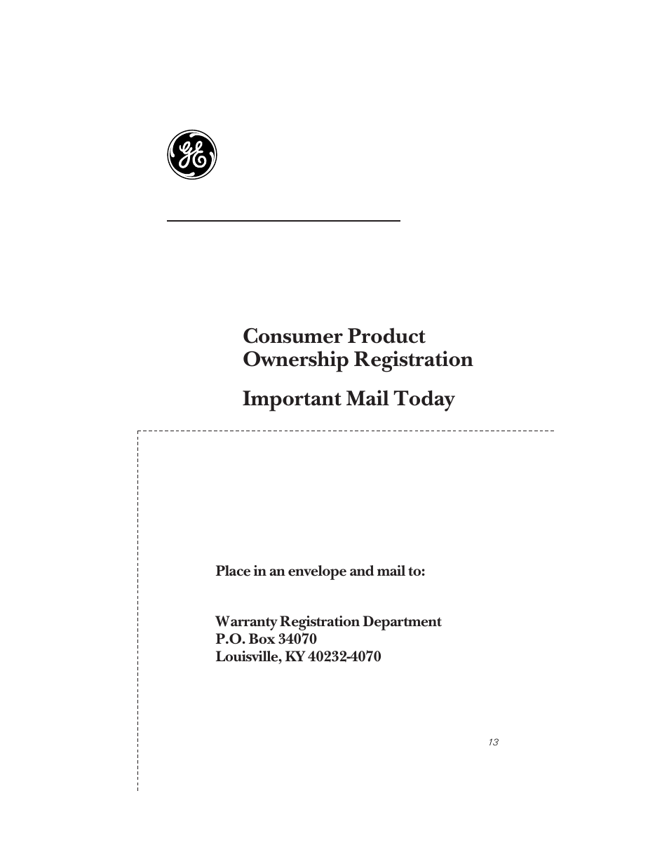 Ge appliances | GE GNUT05Z01 User Manual | Page 13 / 16