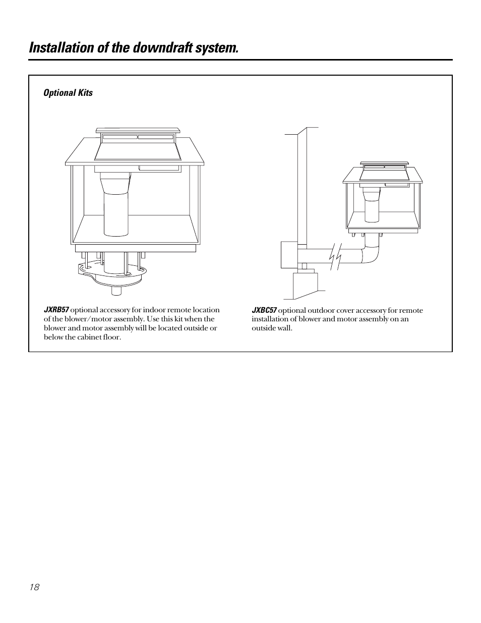 Installation of the downdraft system | GE JGP656 User Manual | Page 18 / 32