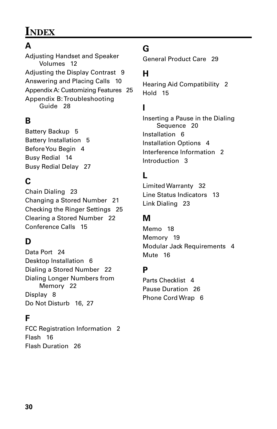 Ndex | GE 29438 User Manual | Page 30 / 64