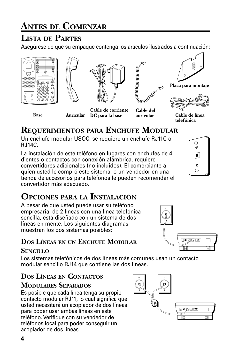 Ntes, Omenzar, Ista | Artes, Equerimientos, Para, Nchufe, Odular, Pciones, Nstalación | GE 29438 User Manual | Page 36 / 64