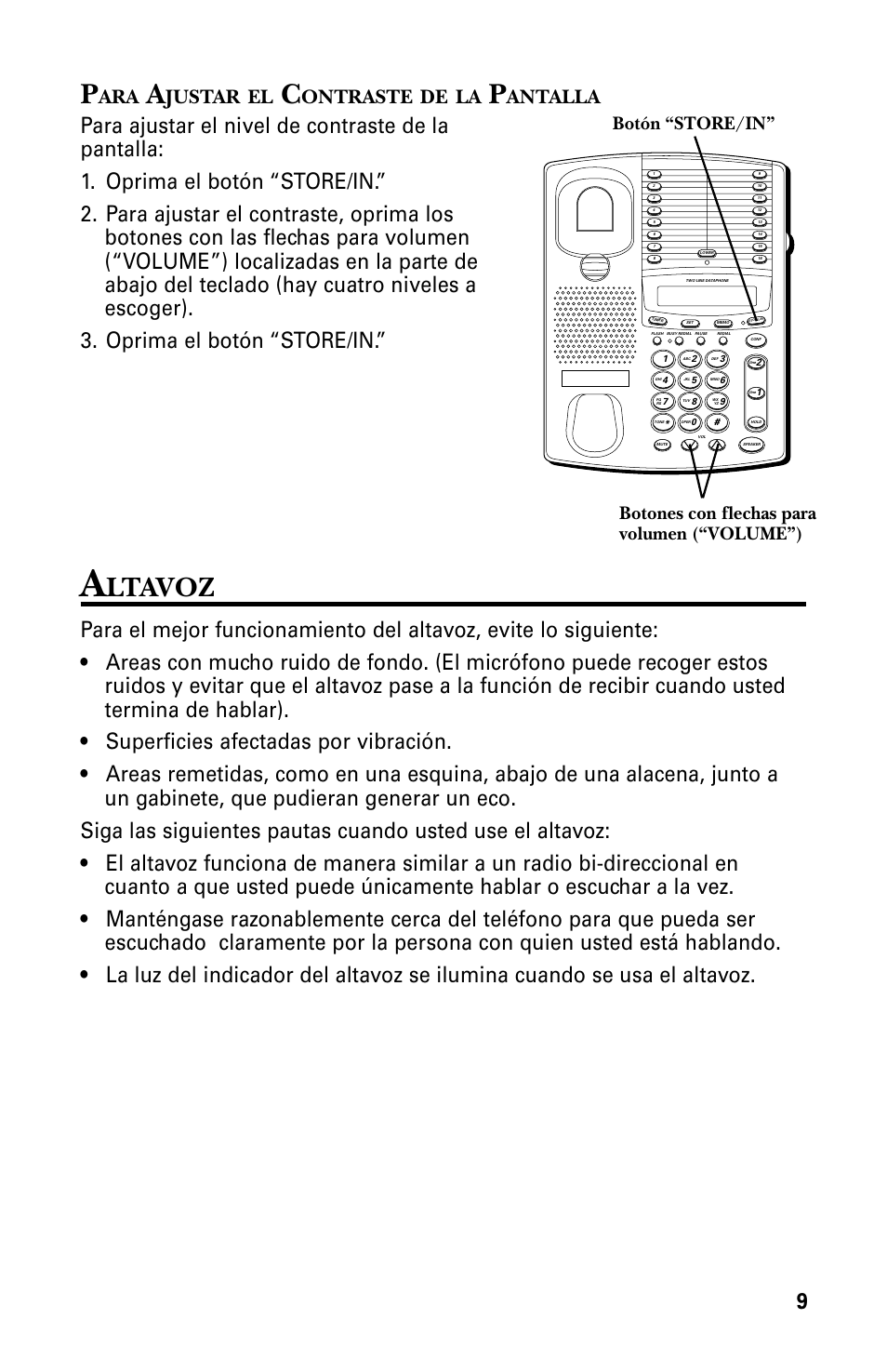 Ltavoz, Justar, Ontraste | Antalla | GE 29438 User Manual | Page 41 / 64