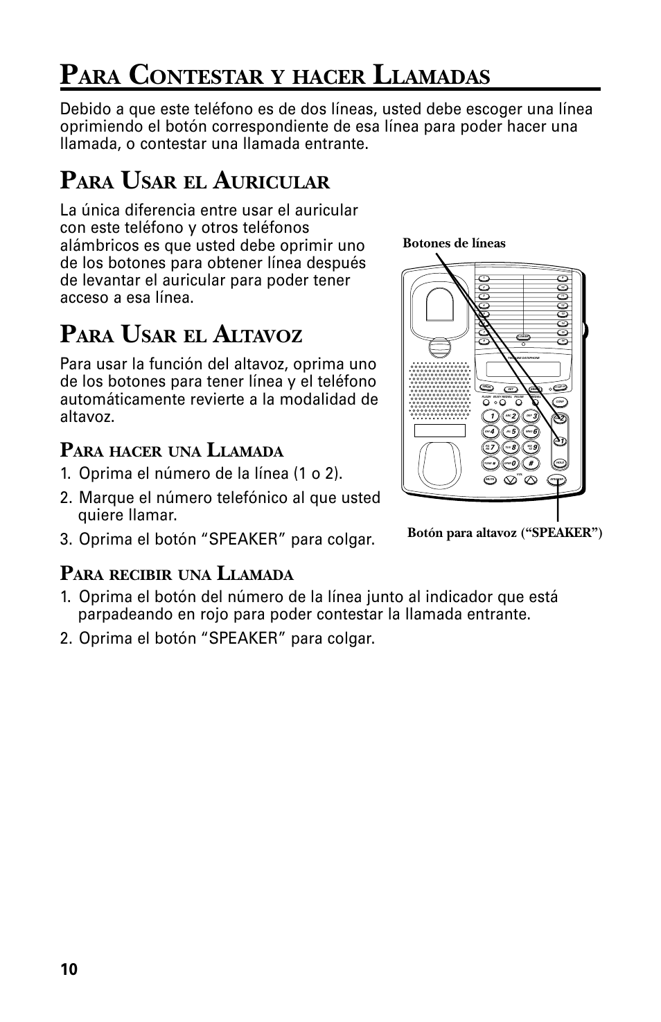 Ontestar, Hacer, Lamadas | Uricular, Ltavoz, Lamada, Recibir | GE 29438 User Manual | Page 42 / 64