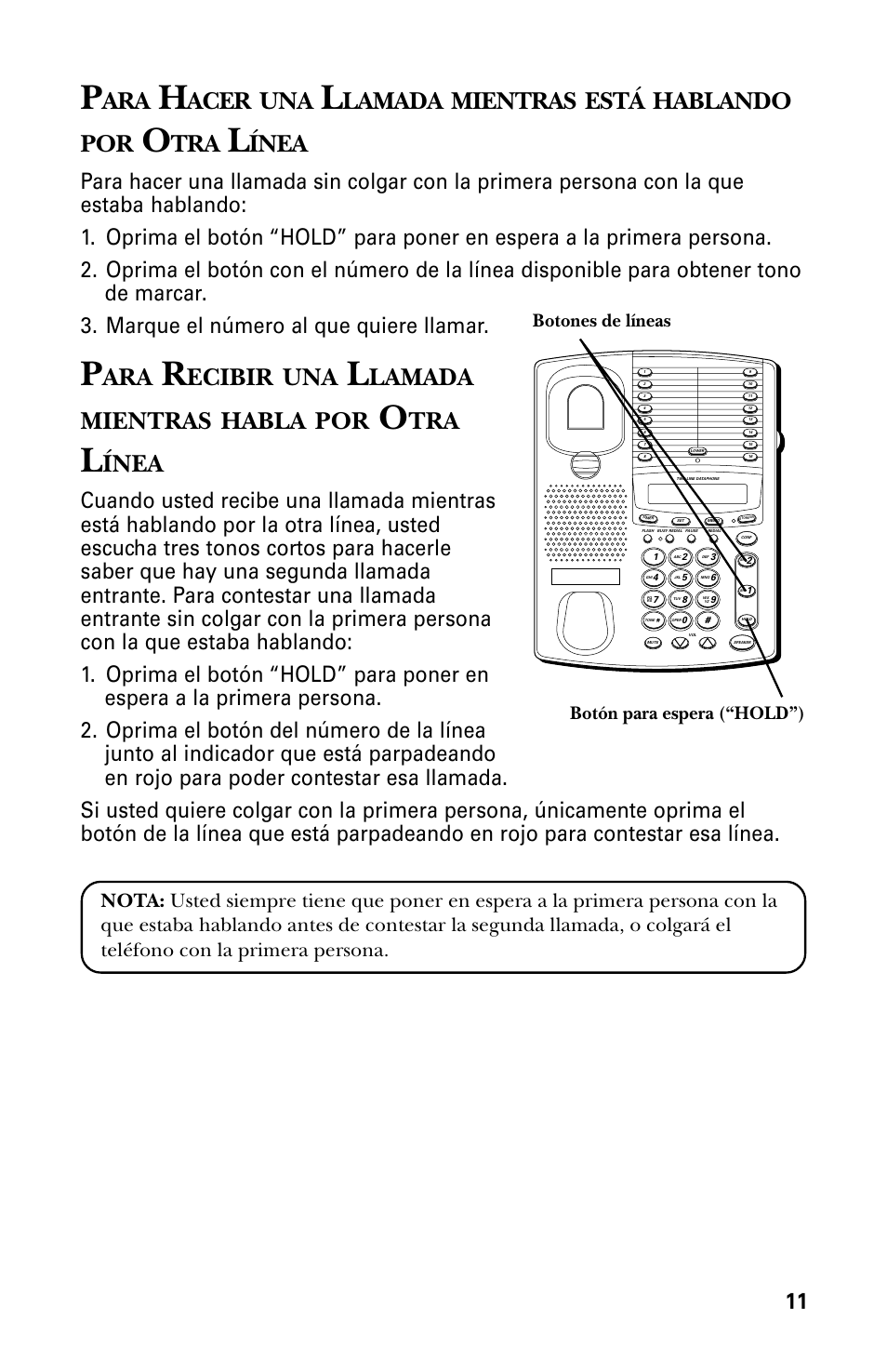 Acer, Lamada, Mientras | Está, Hablando por, Ínea, Ecibir, Lamada mientras, Habla | GE 29438 User Manual | Page 43 / 64