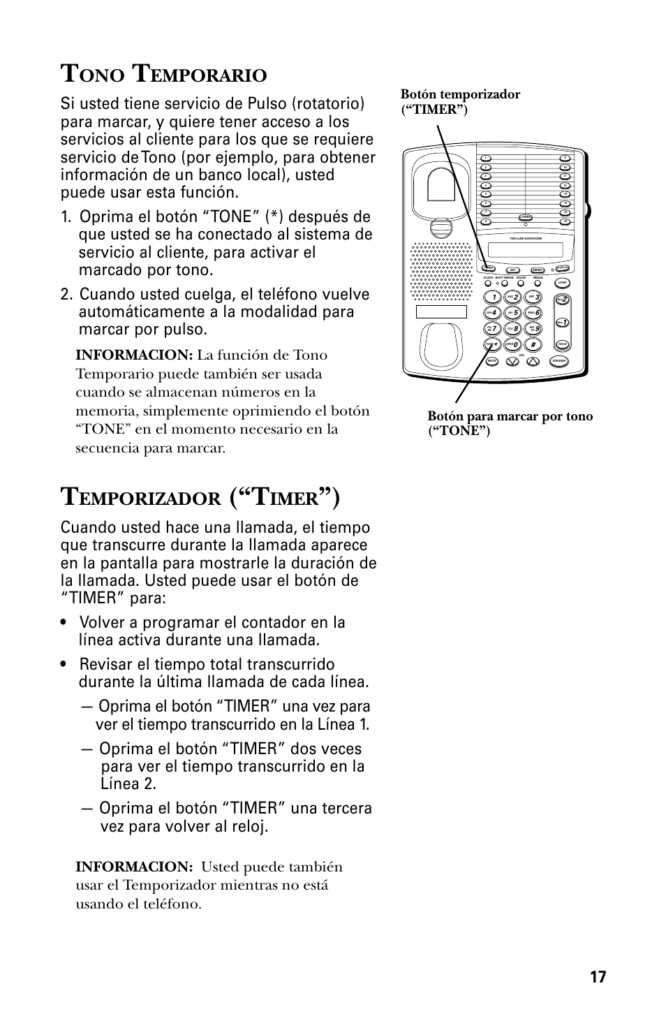 Emporario, Emporizador, Imer | GE 29438 User Manual | Page 49 / 64