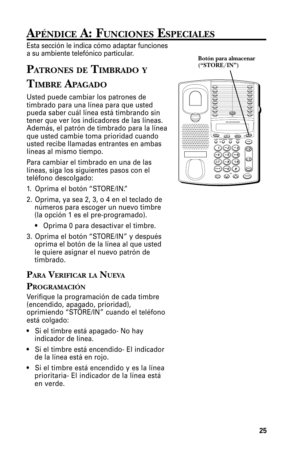 A: f, Péndice, Unciones | Speciales, Atrones, Imbrado, Imbre, Pagado, Erificar, Ueva | GE 29438 User Manual | Page 57 / 64