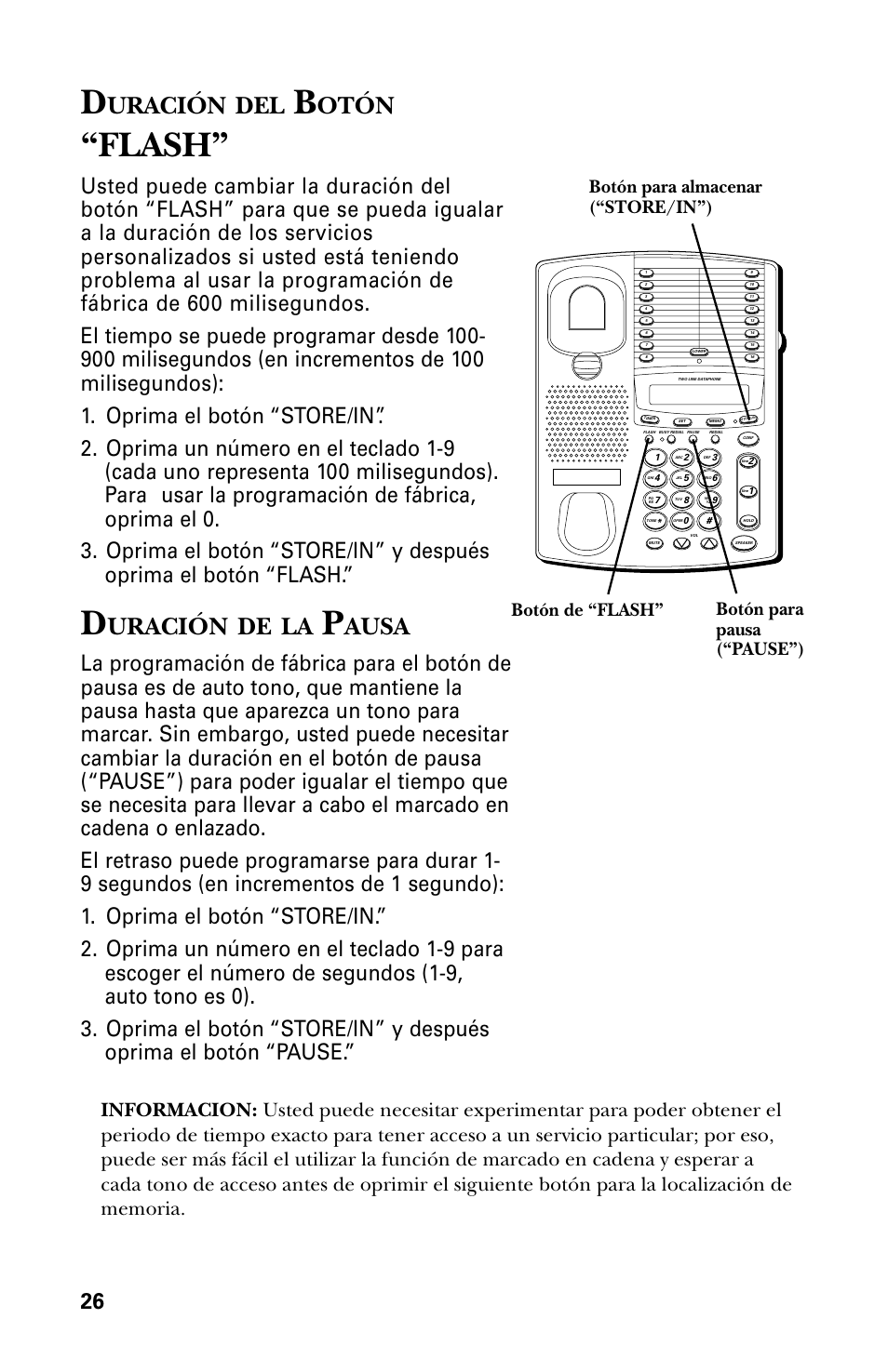 Flash, Uración, Otón | Ausa | GE 29438 User Manual | Page 58 / 64