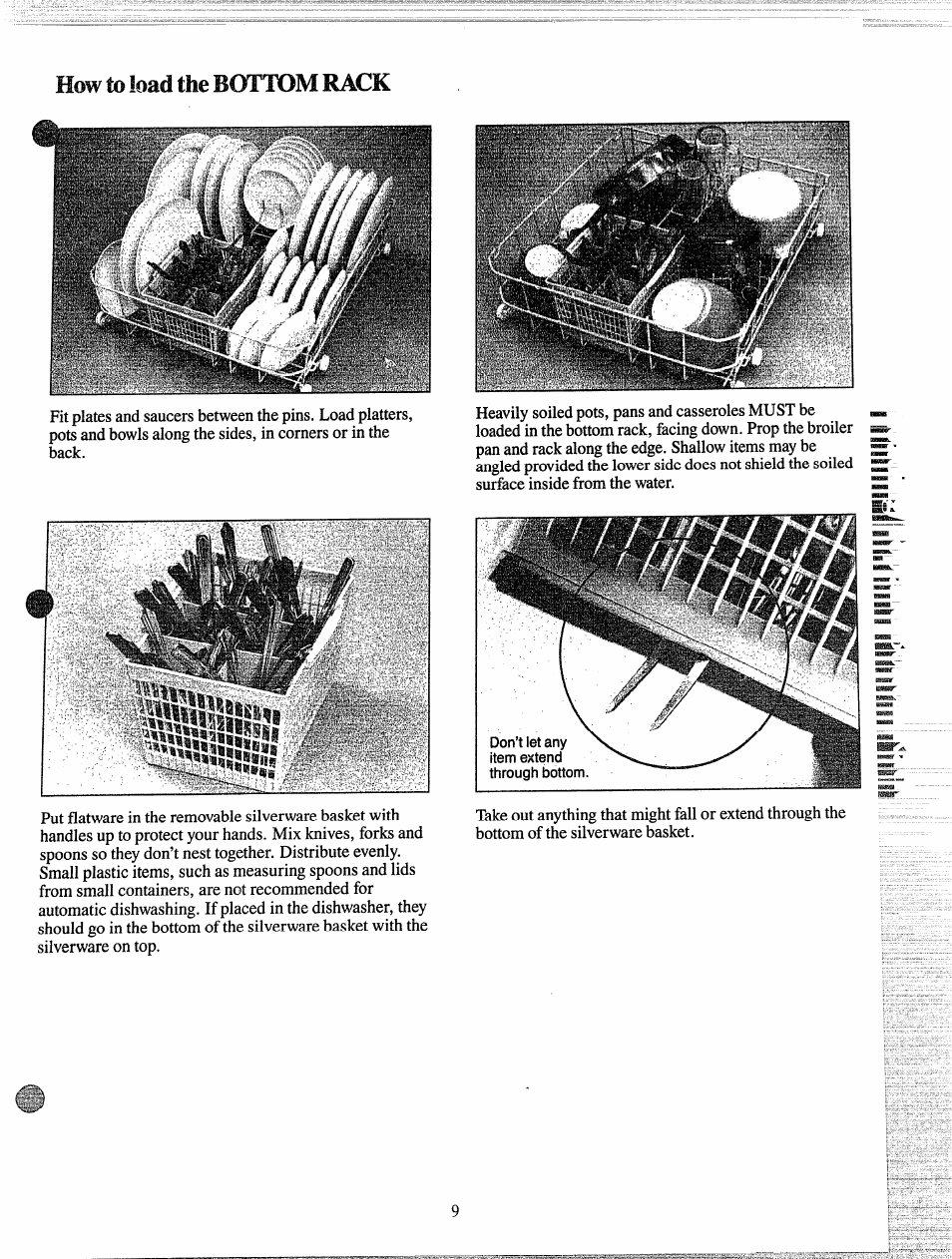 How to load the bottom rack | GE 165 D3080P027 User Manual | Page 9 / 16