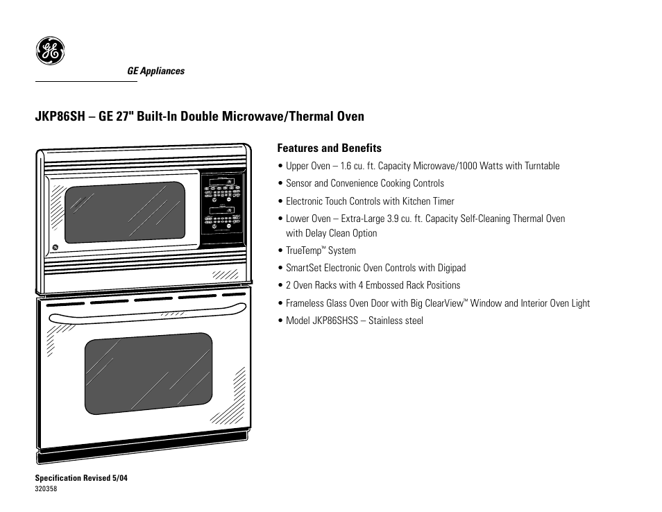 Jkp86shss | GE JKP86SH User Manual | Page 2 / 2
