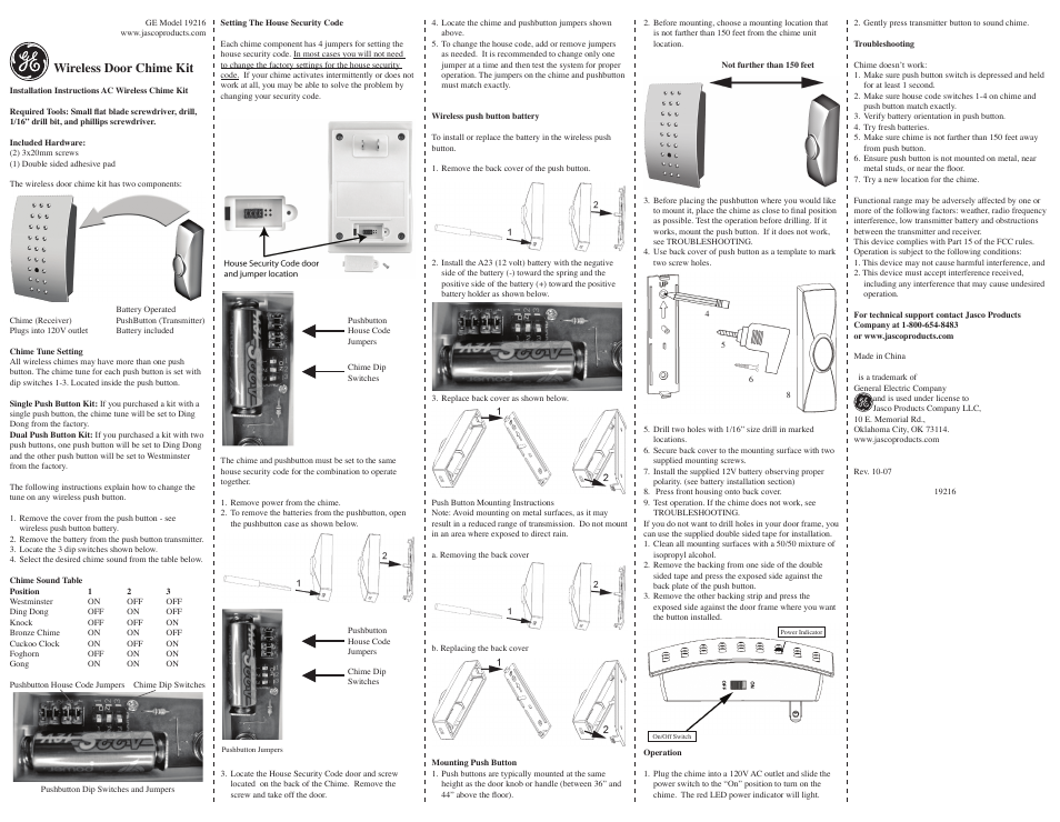 GE 19216 User Manual | 2 pages